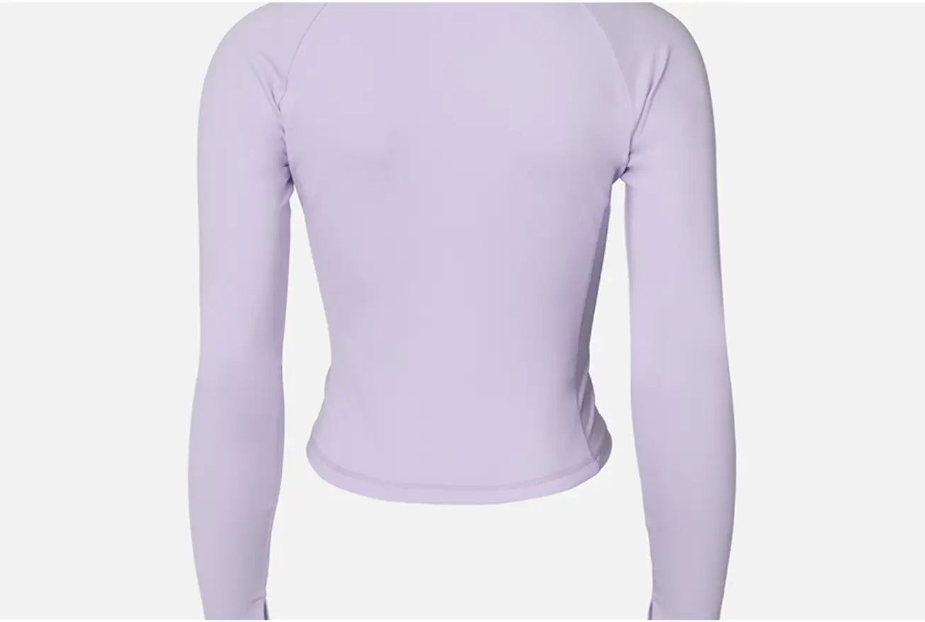 Barrel Women Essential Crop Zip Rashguard-LAVENDER10