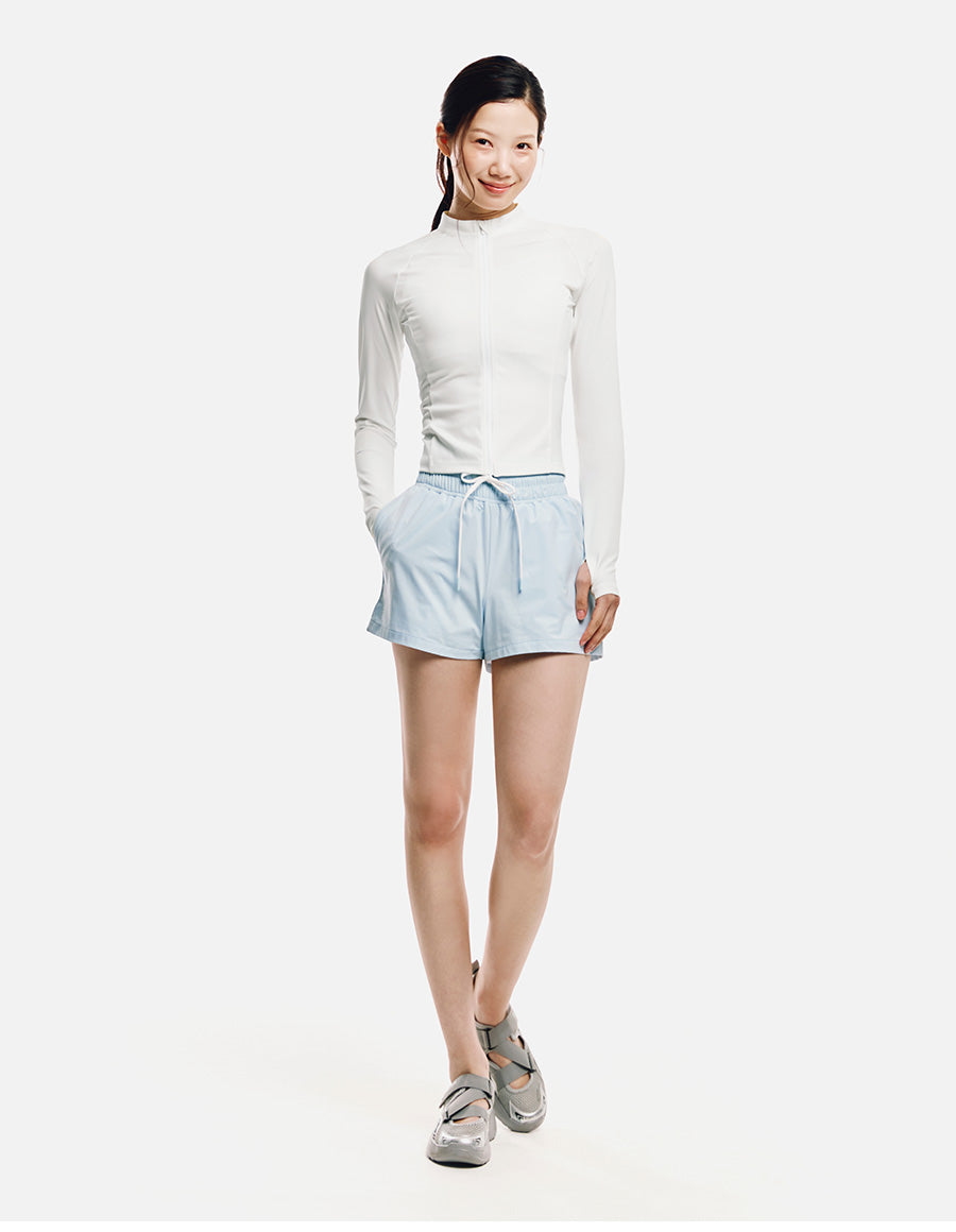 Barrel Women Essential Crop Zip Rashguard-WHITE5