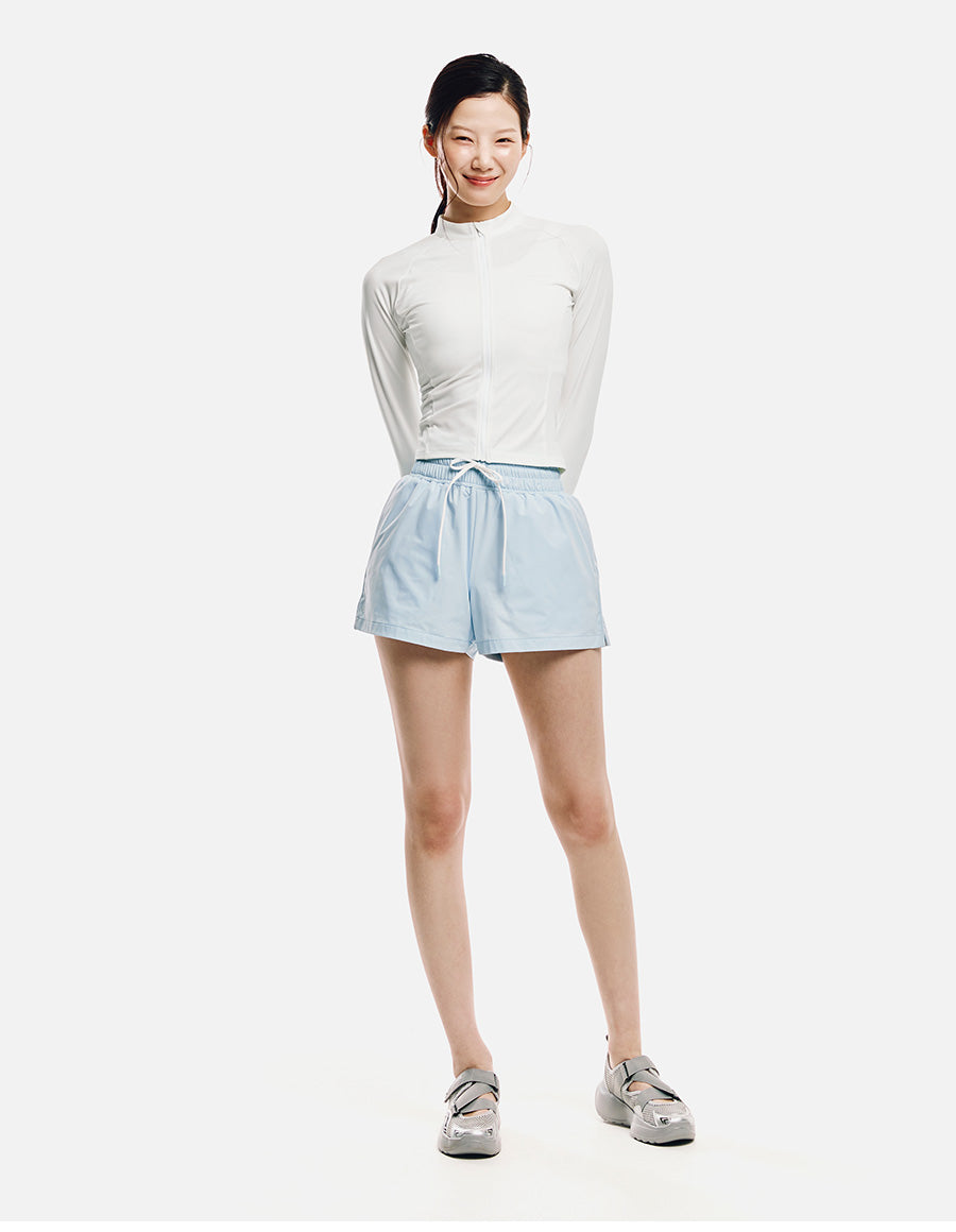 Barrel Women Essential Crop Zip Rashguard-WHITE6