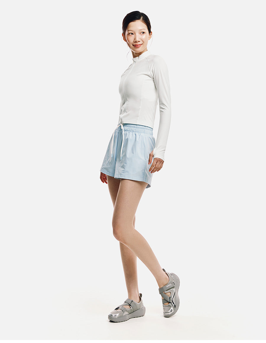 Barrel Women Essential Crop Zip Rashguard-WHITE7