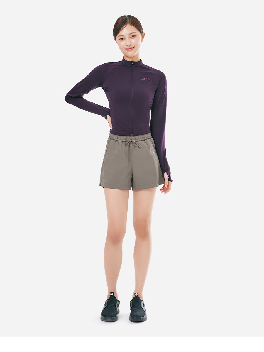 Barrel Women Essential HW Half Leggings Shorts-BEIGE_image1