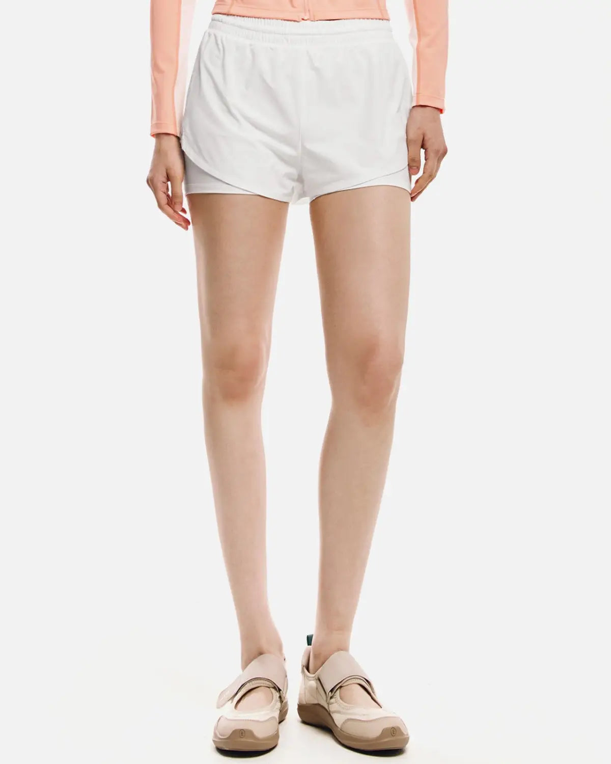 Barrel Women Essential Half Legging Shorts-WHITE3