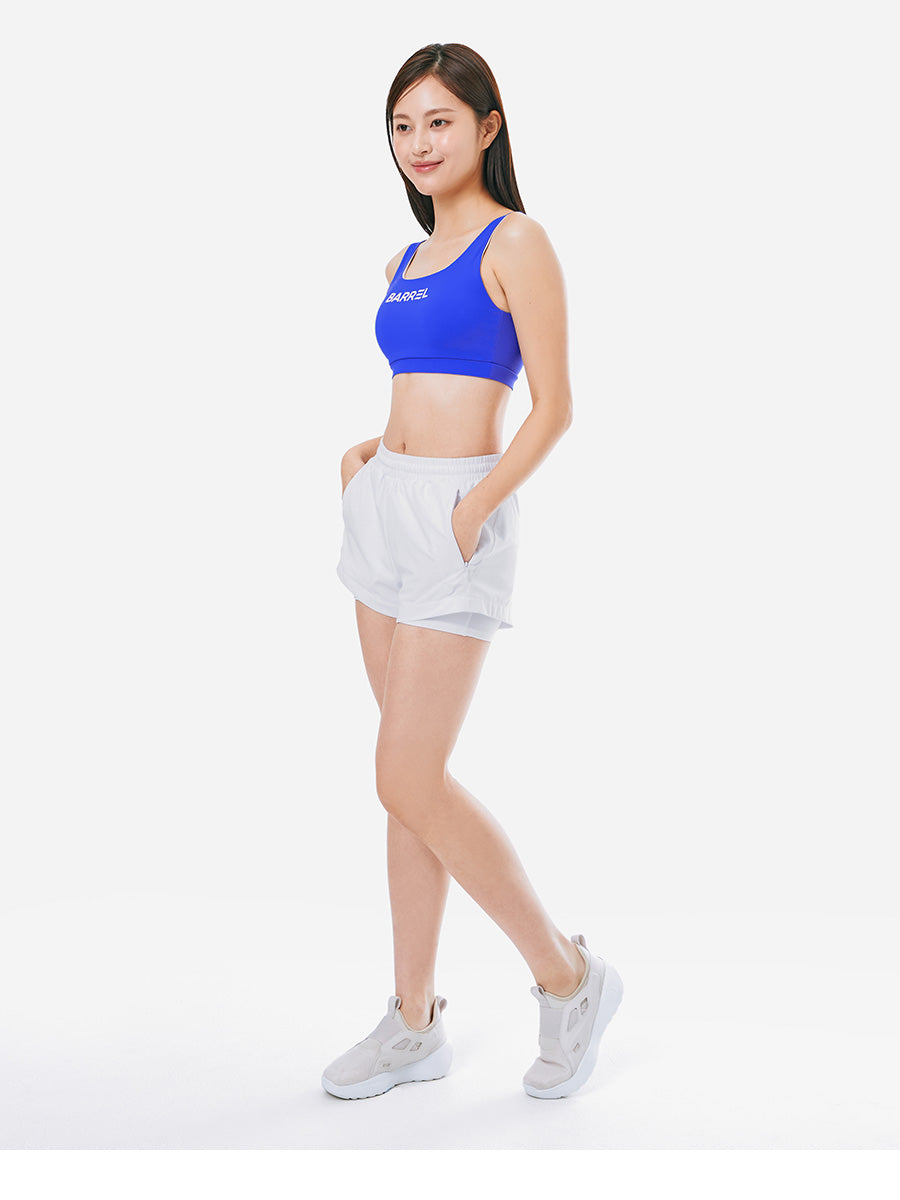 Barrel Women Essential Half Leggings Shorts-WHITE_image2