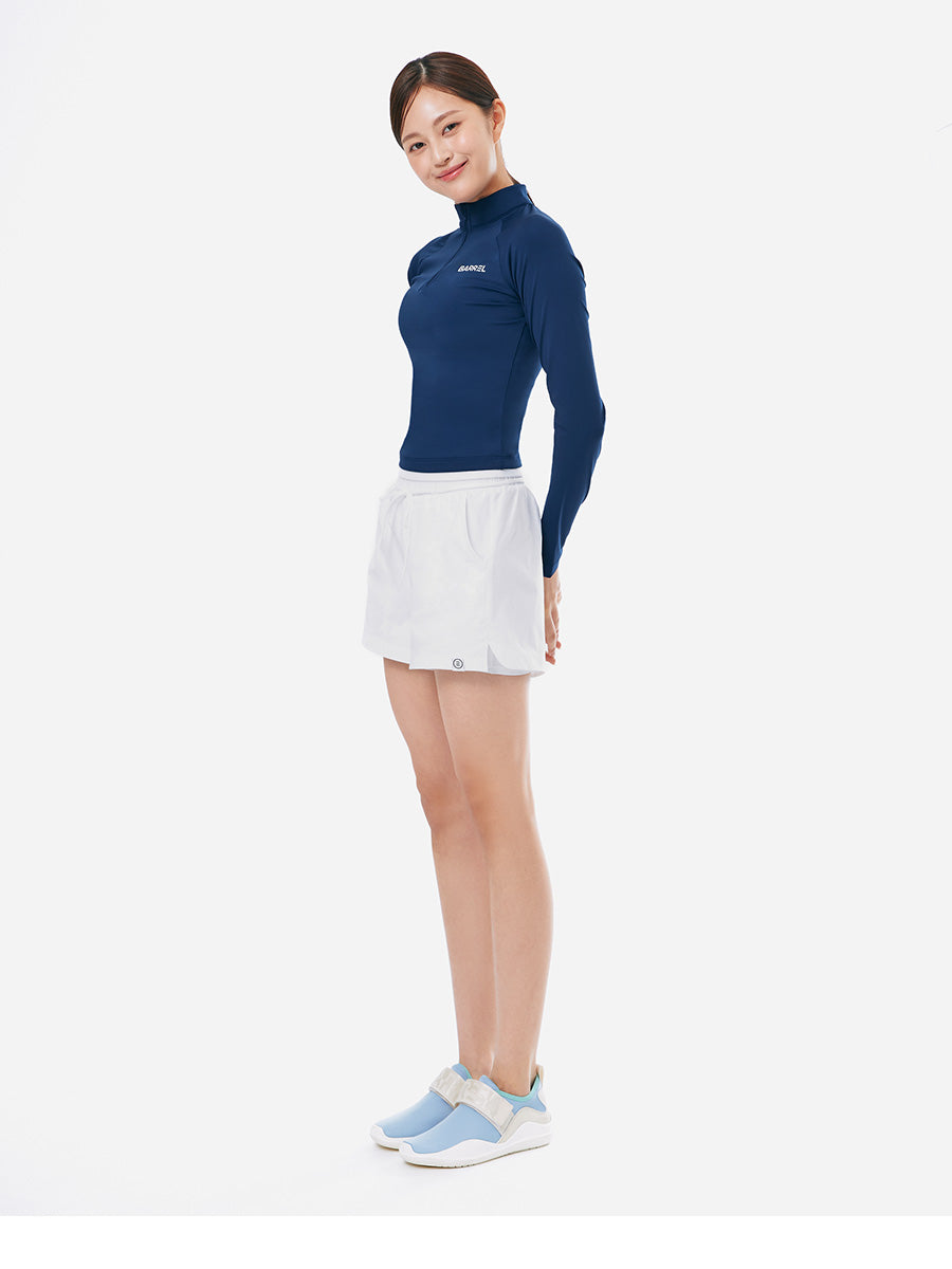 Barrel Women Essential Half Zip Crop Rash Guard-NAVY_image3