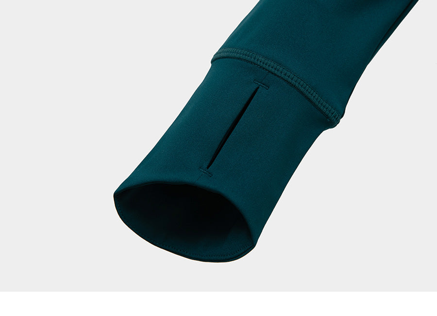 Barrel Women Essential Zip-Up Crop Rash Guard-GREEN_image9