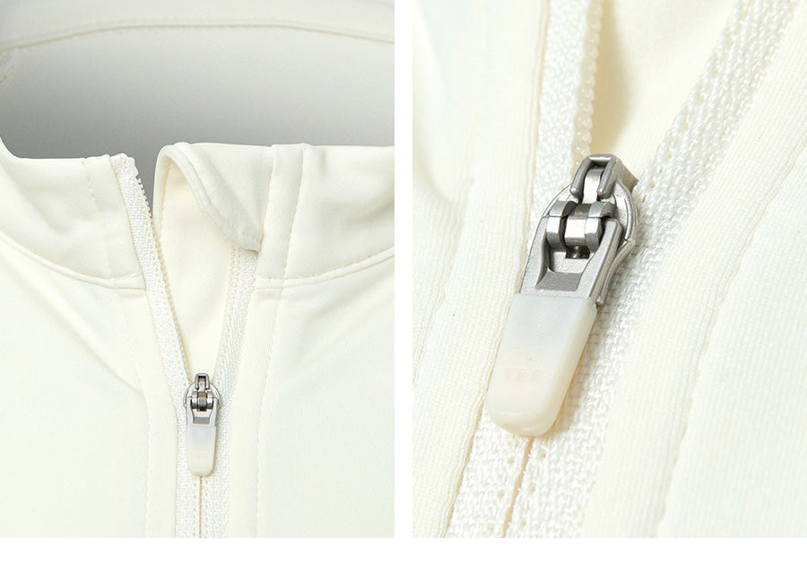 Barrel Women Essential Zip-Up Crop Rash Guard-IVORY_image5