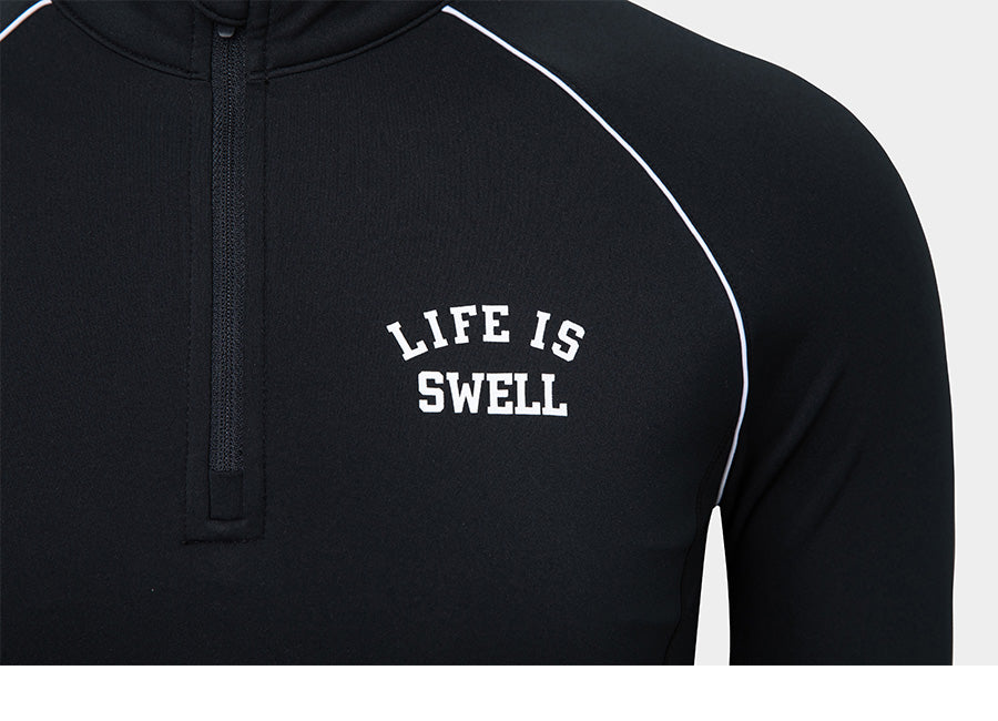 Barrel Women Logo Half Zip Crop Rashguard-BLACK10