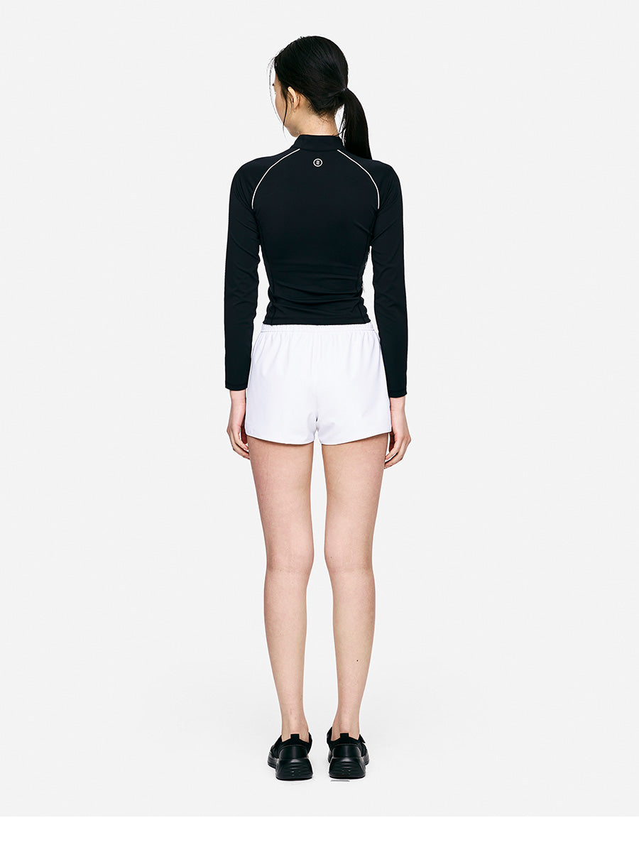 Barrel Women Logo Half Zip Crop Rashguard-BLACK8