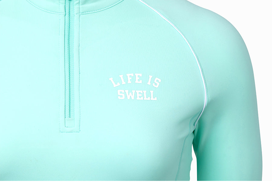 Barrel Women Logo Half Zip Crop Rashguard-MINT10