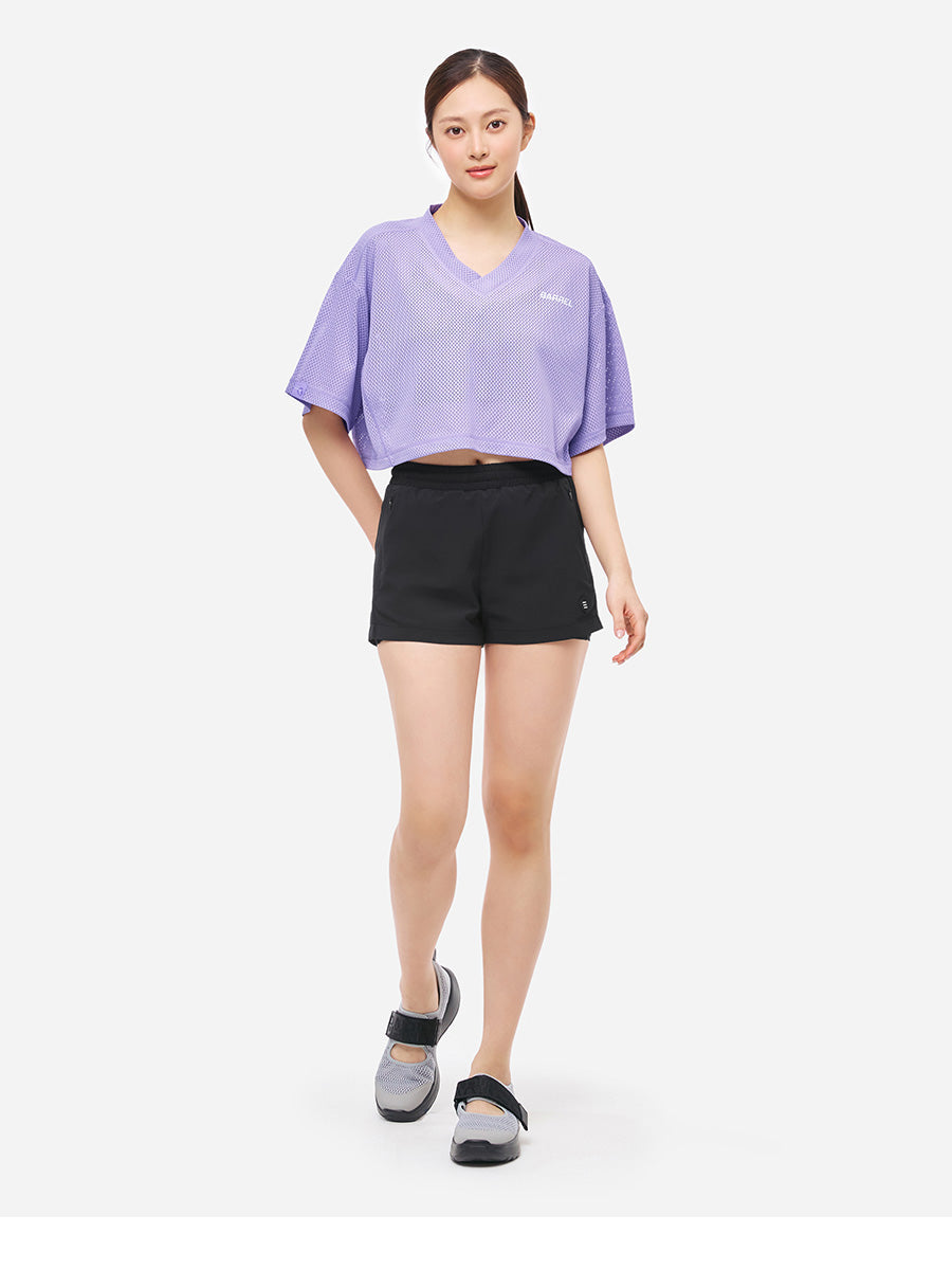 Barrel Women Motion Mesh Crop S/S Cover Up-LAVENDER_image1