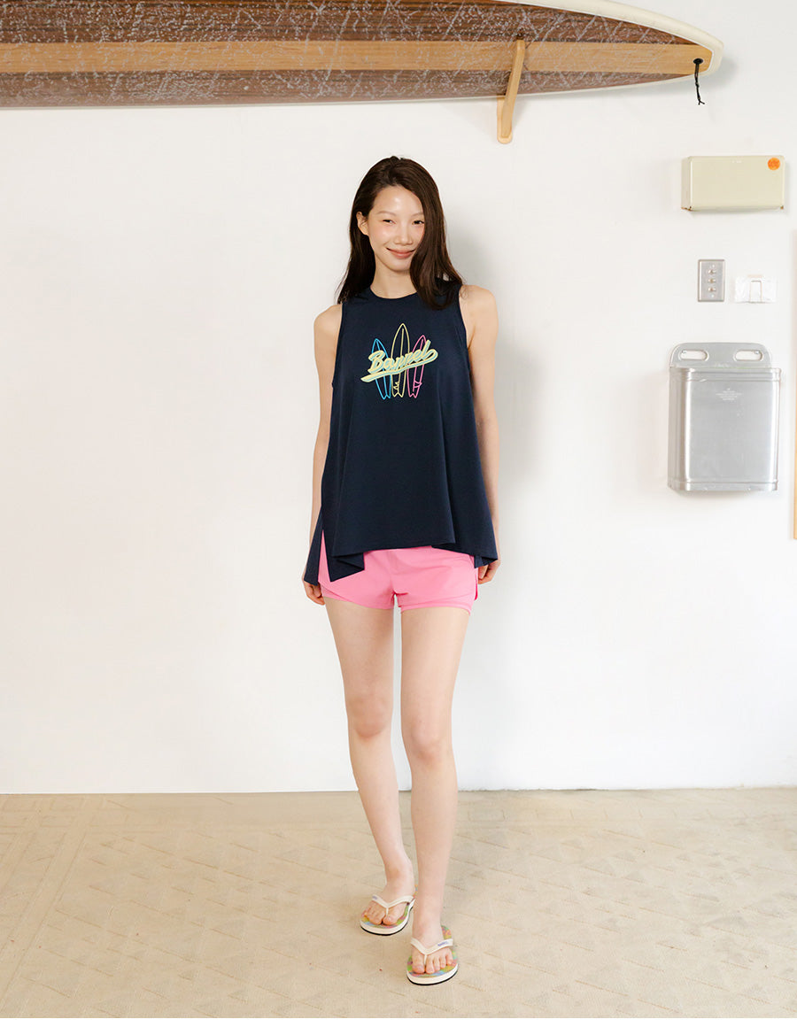 Barrel Women Neon Board Rash Tank-NAVY5