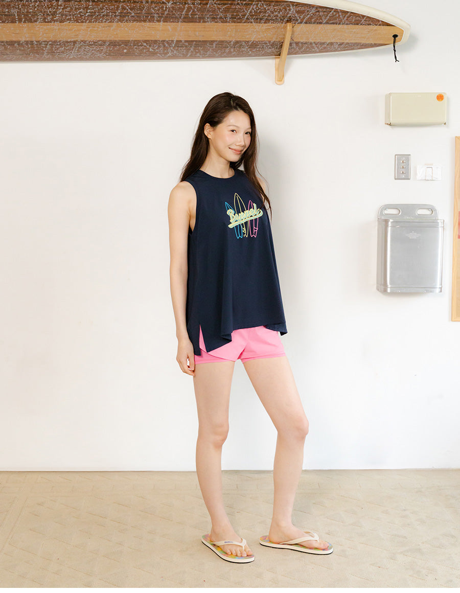 Barrel Women Neon Board Rash Tank-NAVY6