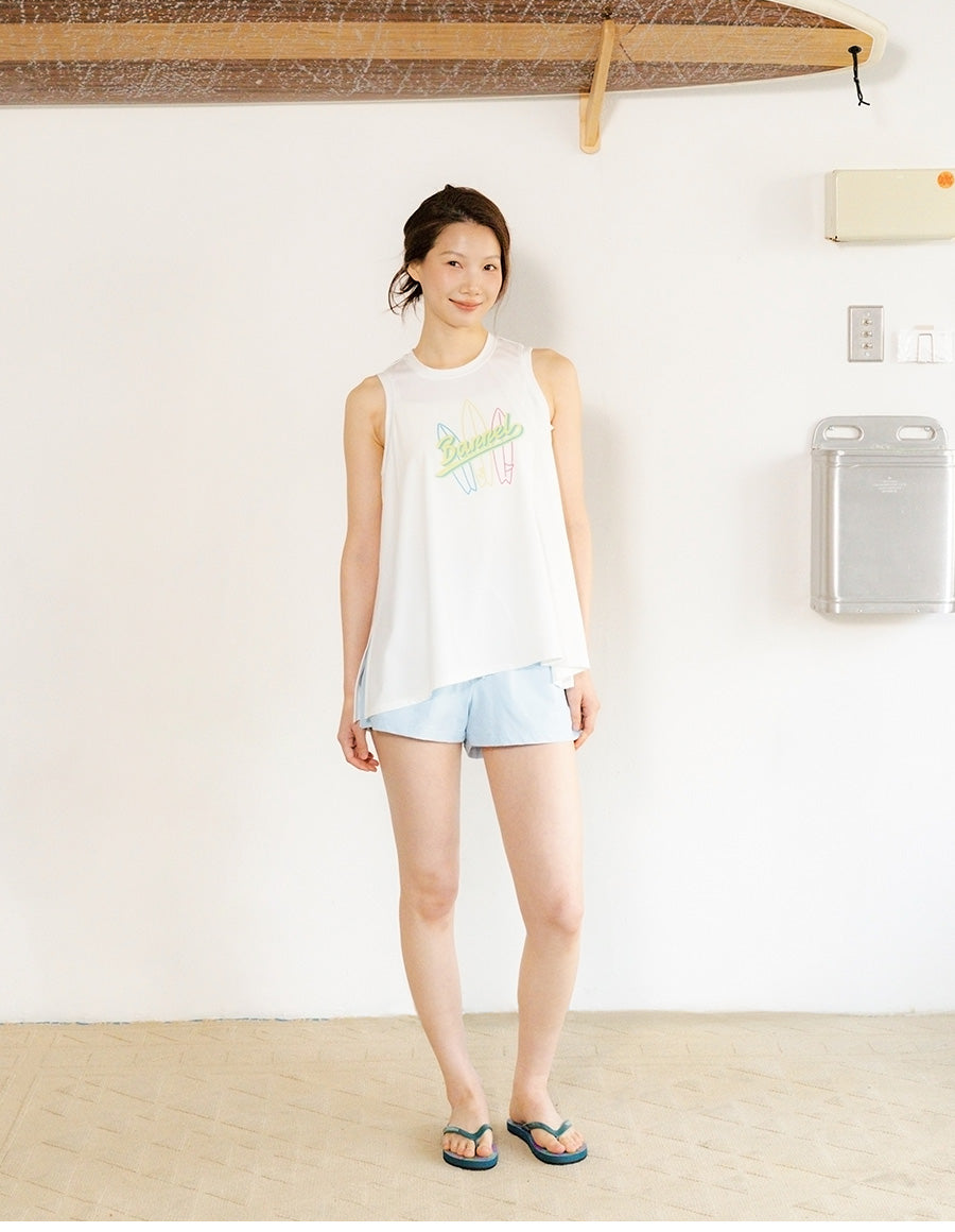 Barrel Women Neon Board Rash Tank-WHITE7