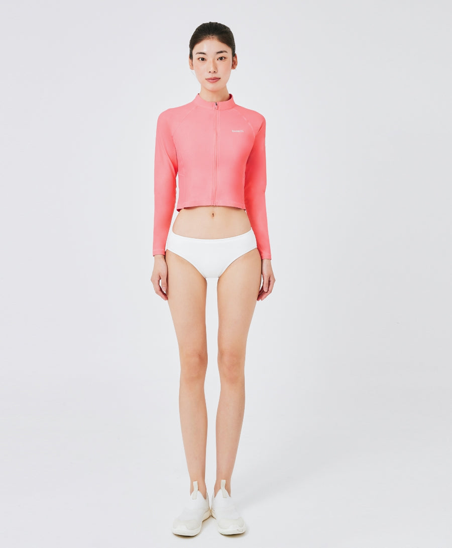 Barrel Women Sunset Crop Zip-Up Rashguard-PINK6