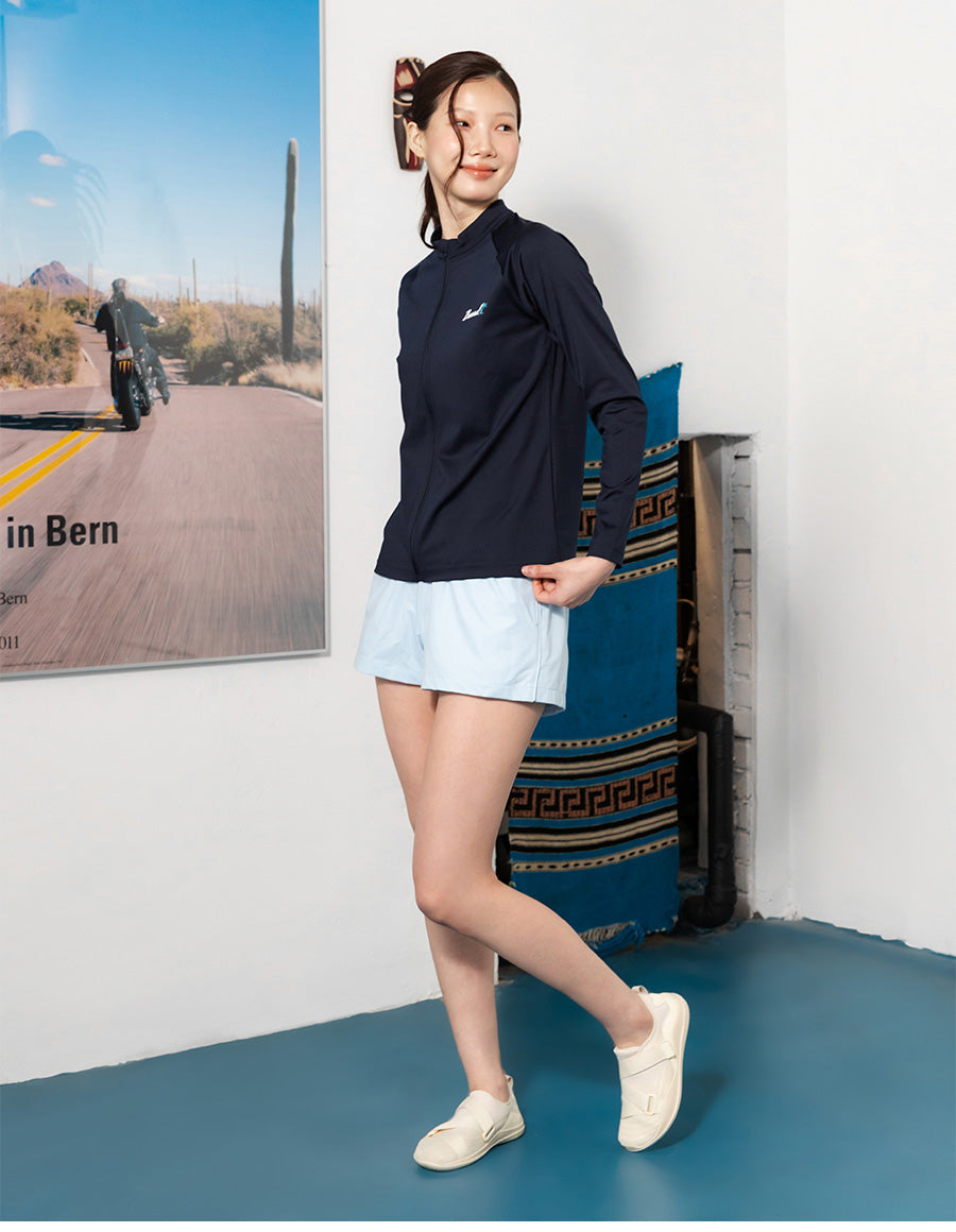 Barrel Women Wave Relax ZipUp Rashguard-NAVY5