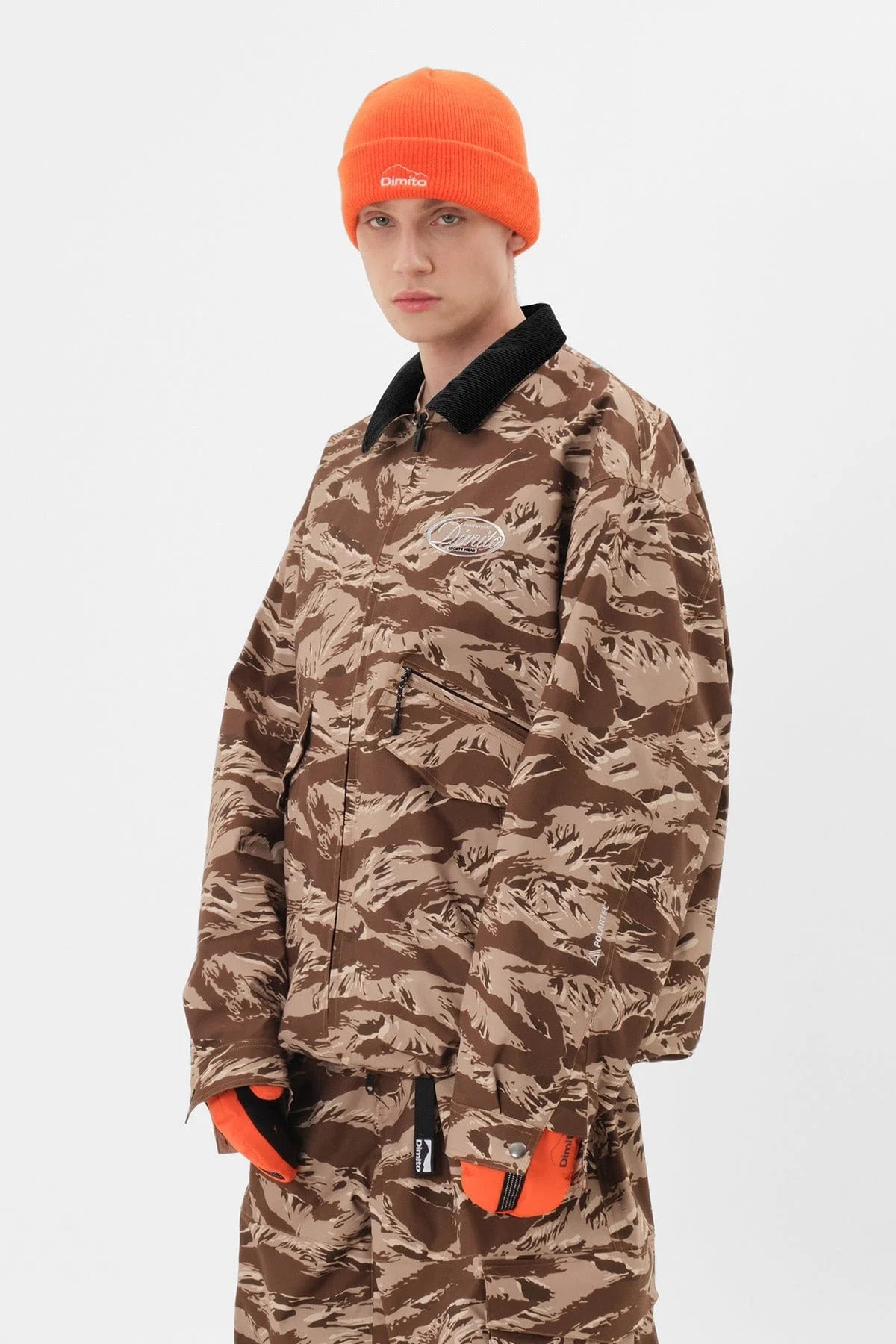 Dimito Reflective Banded Mitten-ORANGE_image1