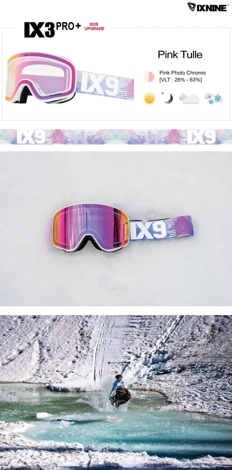 Ixnine Ix3-04 Photochromic Snow Goggle-pink-pic1