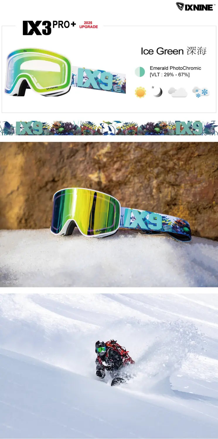 Ixnine Ix3-06 Photochromic Snow Goggle-green-pic1