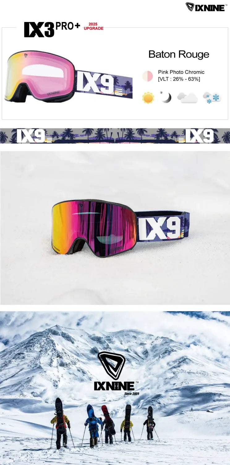 Ixnine Ix3-07 Photochromic Snow Goggle-rouge-pic1