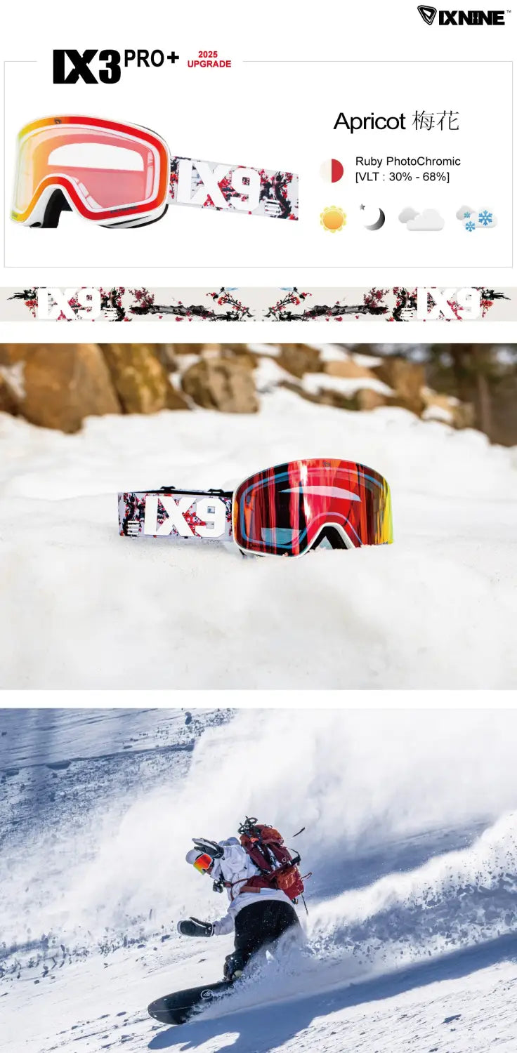 Ixnine Ix3-08 Photochromic Snow Goggle-apricot-pic1