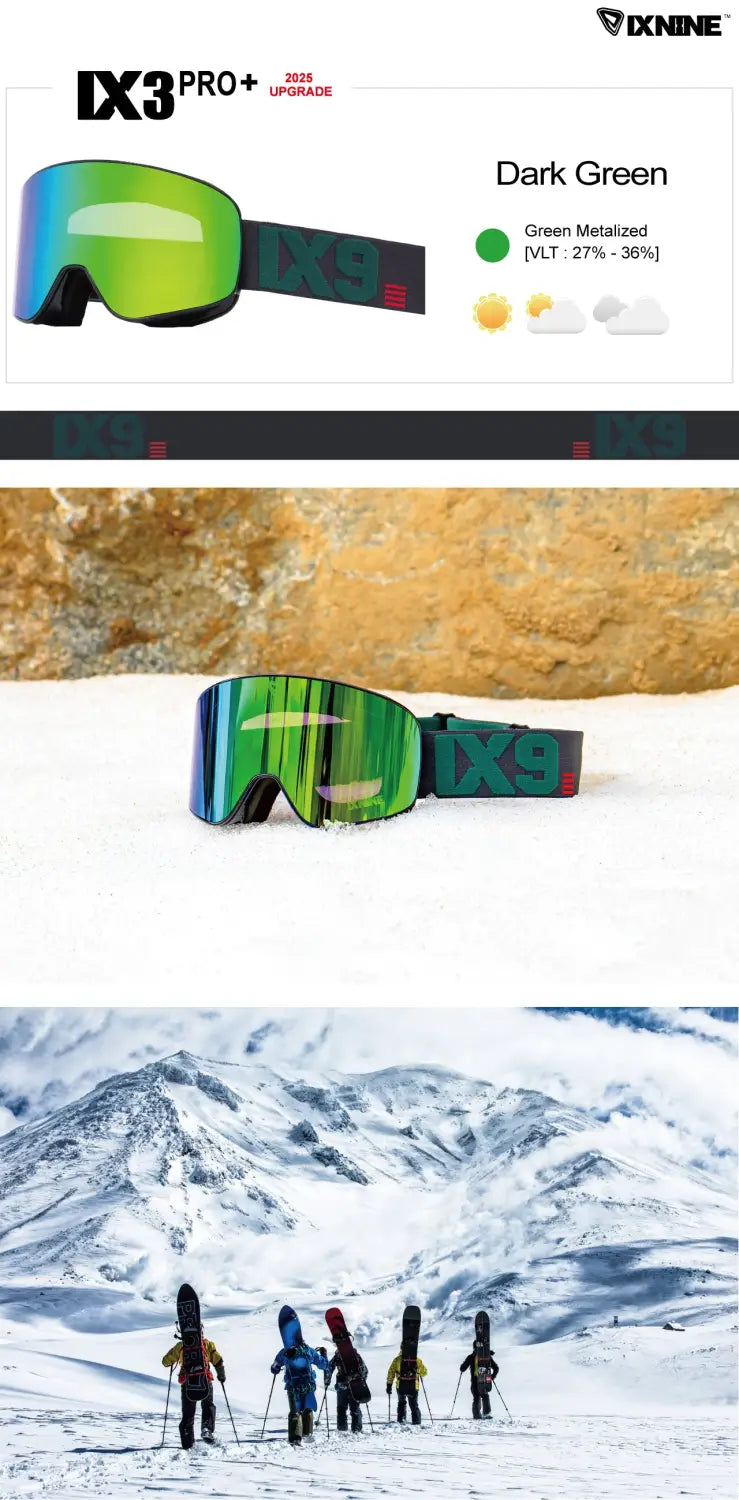 Ixnine Ix3-14 Snow Goggle-green-pic1