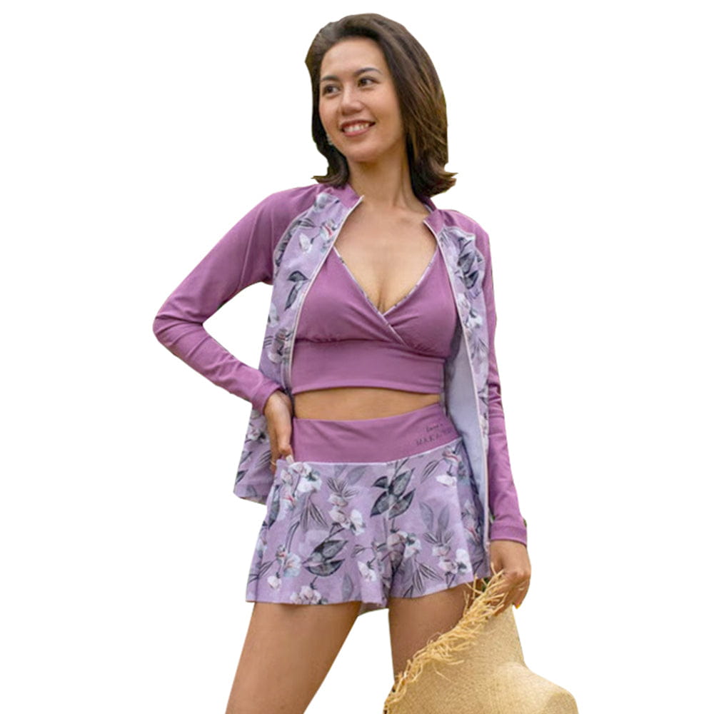 Maka-Hou Women Zip-Up Rashguard-REAL FLOWER_image1