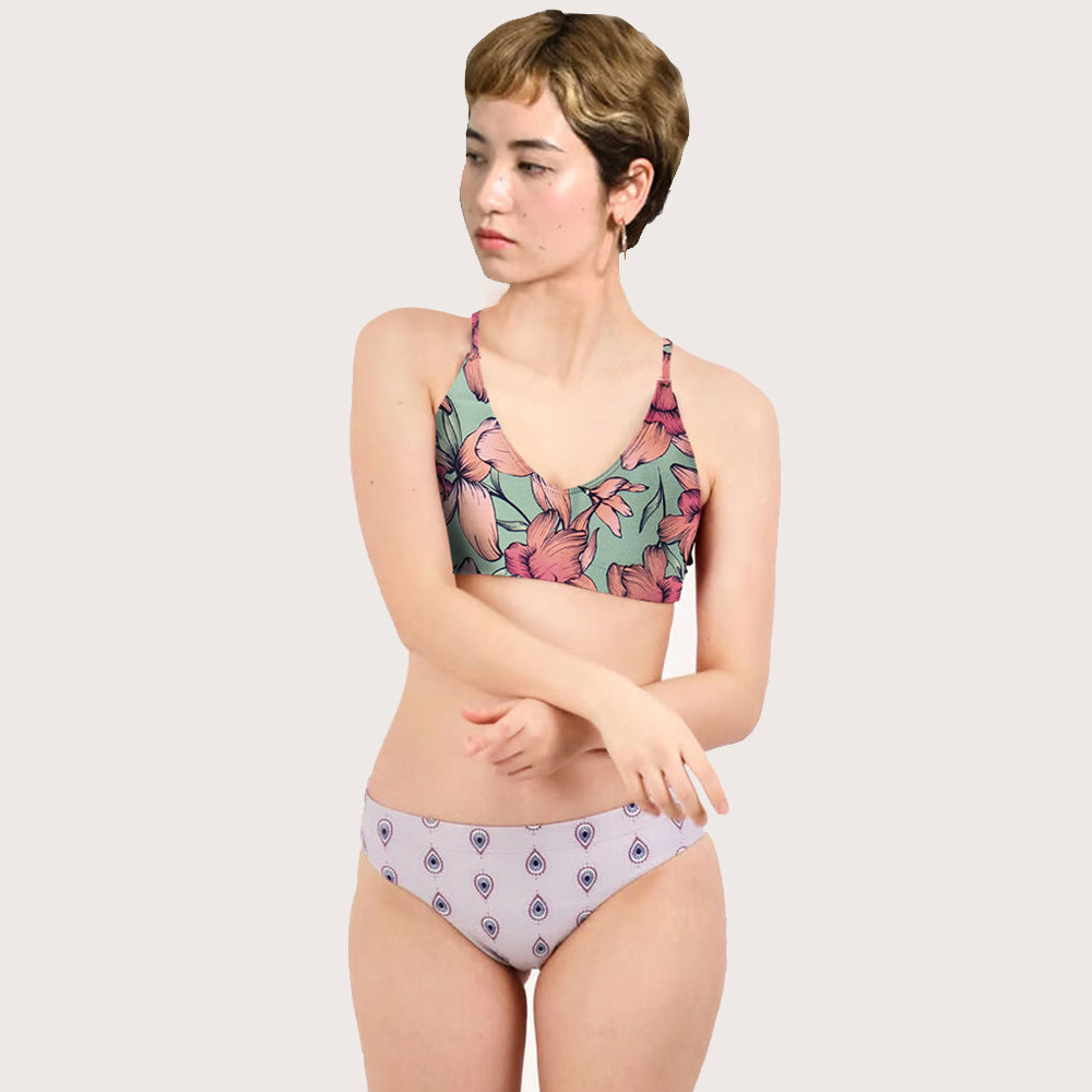 Maka-Hou Women Back Cross Bra Top-BIG FLOWER_image1