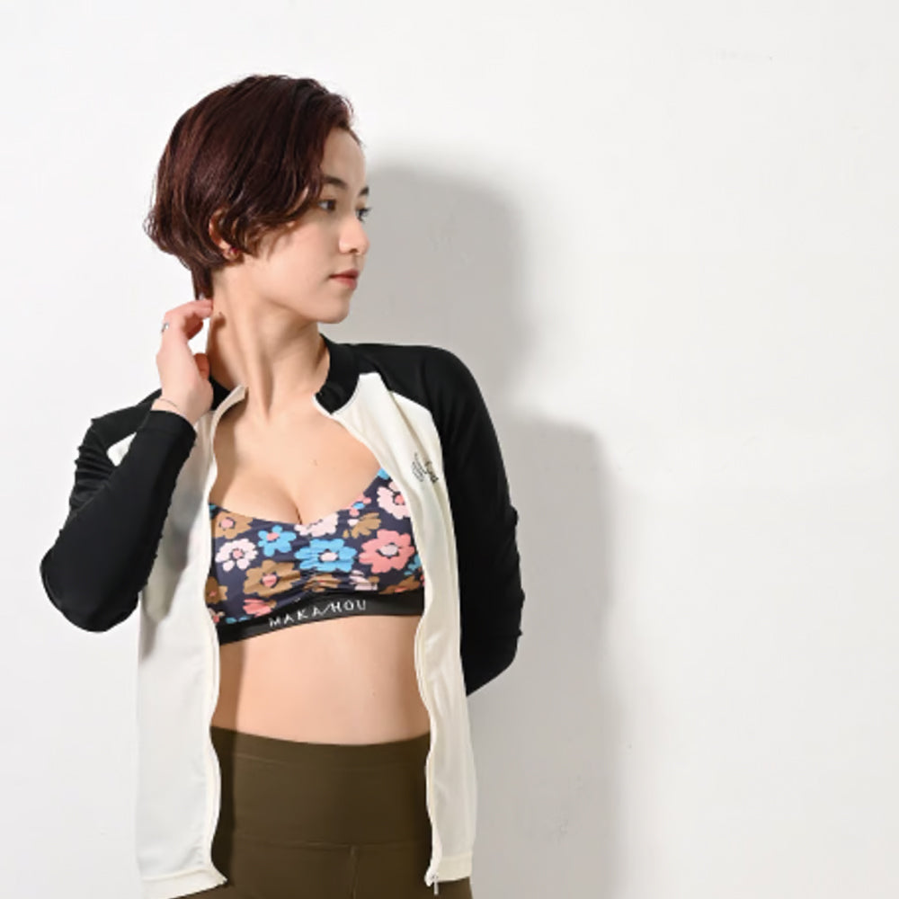 Maka-Hou Women Front Zip Rashguard-VANILLA_image1