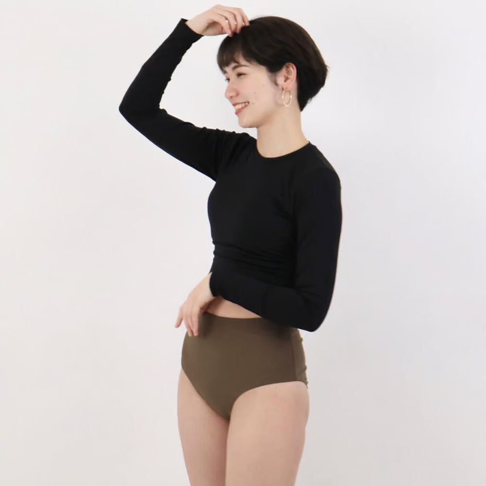 Maka-Hou Women High Waist Bikini Panties-BROWN_image1