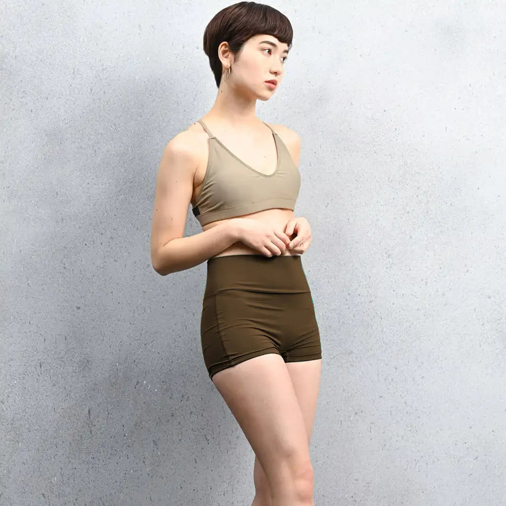 Maka-Hou Women Highcut Water Shorts-BROWN_4