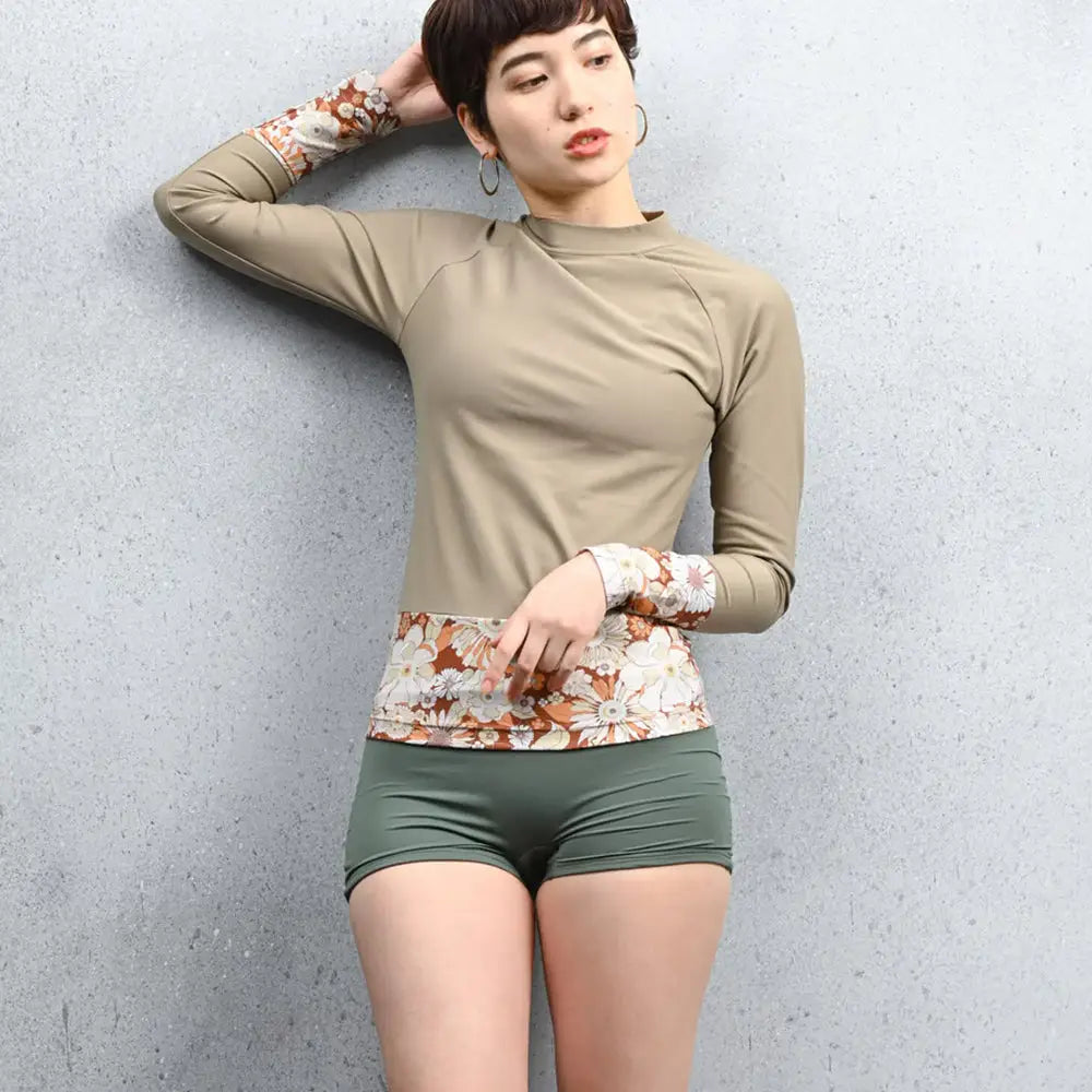 Maka-Hou Women Highcut Water Shorts-KHAKI_4