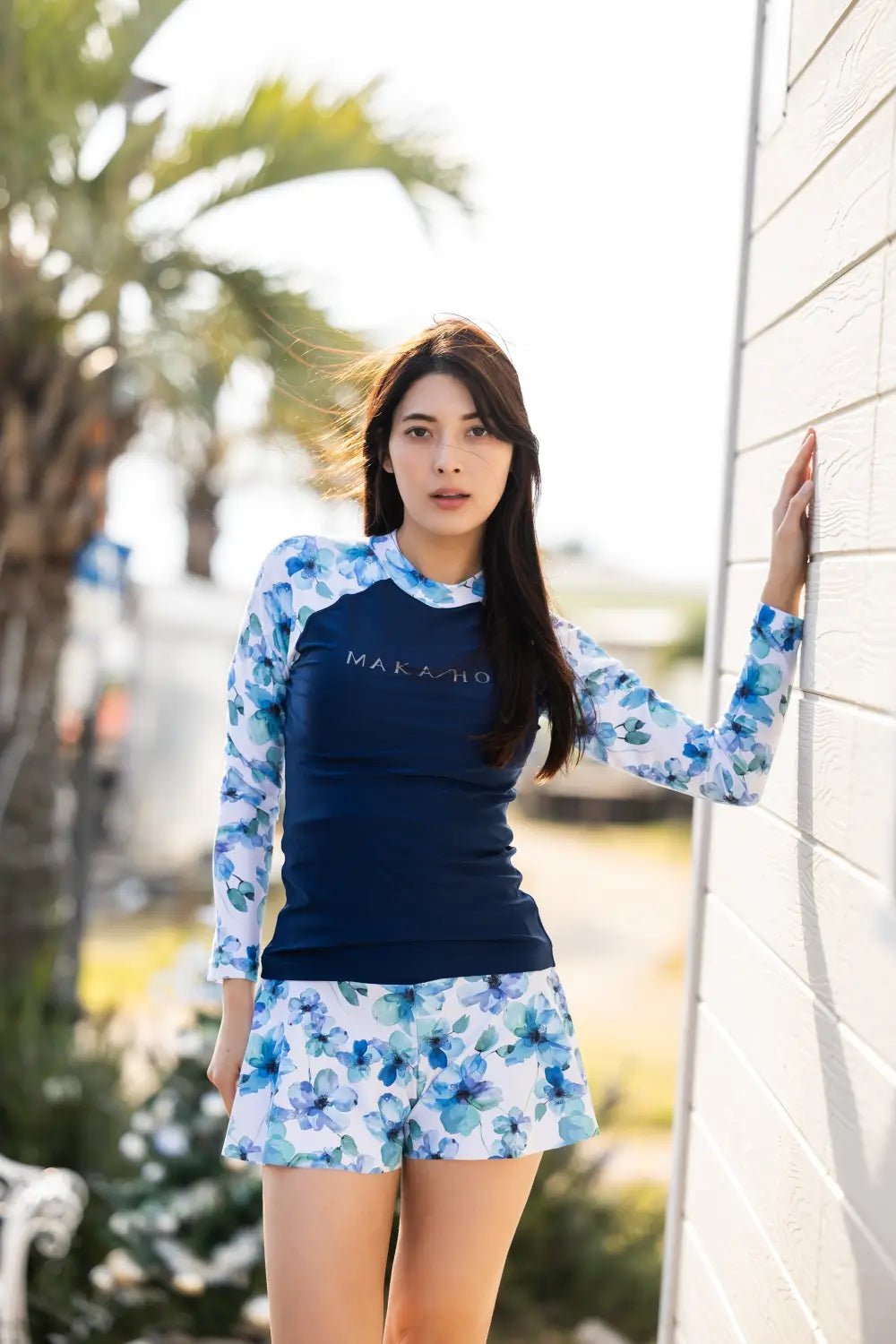 Maka-Hou Women Long Sleeve Rashguard-WATER FLOWER_image1