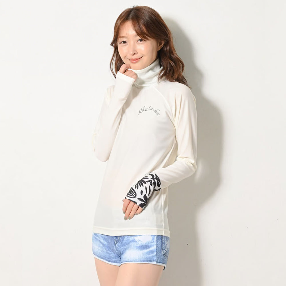Maka-Hou Women Turtle Neck Rashguard-VANILLA_image1