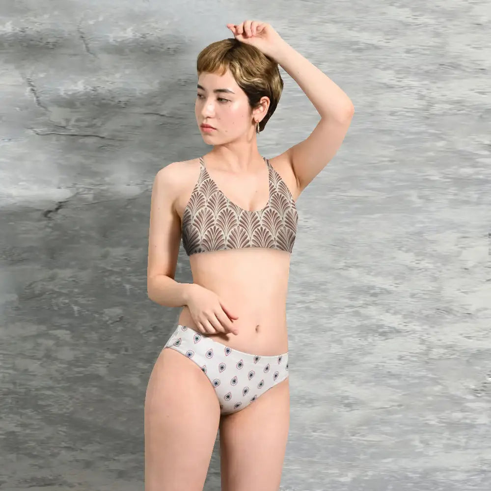 Maka-Hou Womens Back Cross Bra Top- SHELL_4