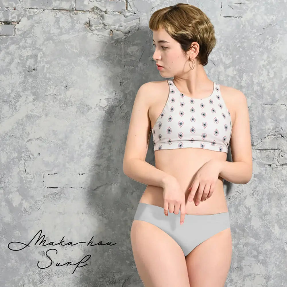 Maka-Hou Womens Mid-Rise Bikini Bottom-LIGHTGRAY_image1