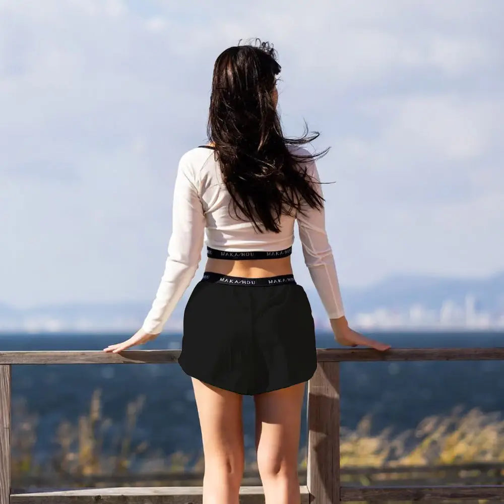 Maka-Hou Womens Sports Short Pants - BLACK_4