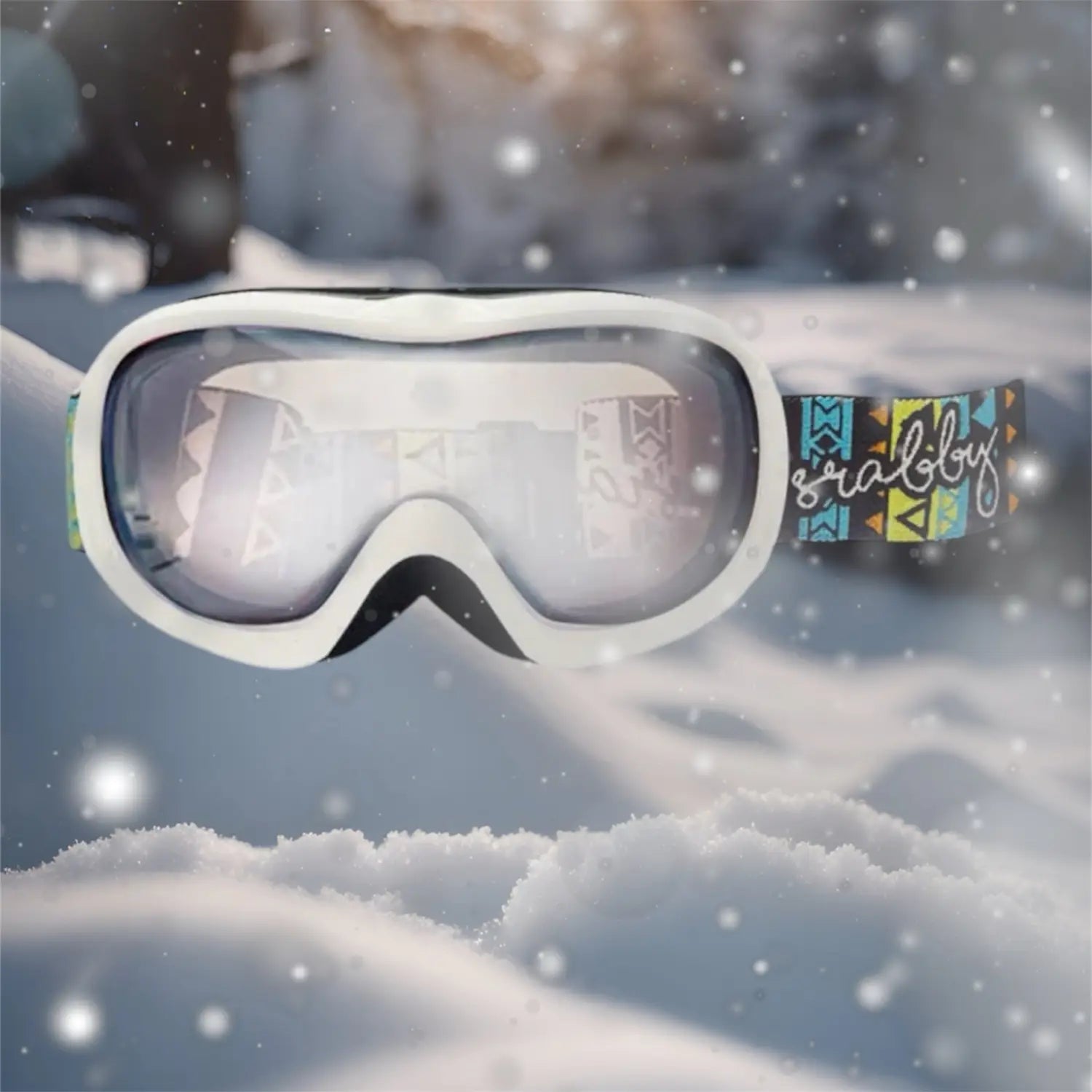 Srabby Kids Snow Goggle-WHITE_ai