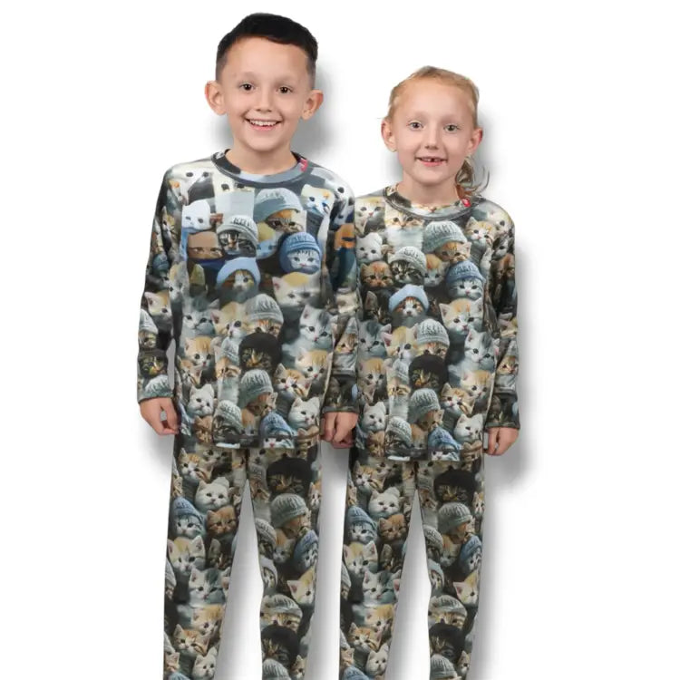 Base Layers: Airhole Kids Milk Fleece Thermal Set-KITTIES - 2025, Airhole, Base Layers, Charcoal, Clothing