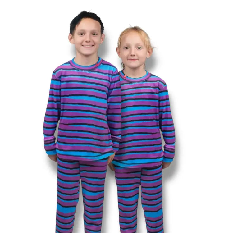 Base Layers: Airhole Kids Milk Fleece Thermal Set-STRIPES - Airhole / Stripes / S / 2025, Airhole, Base Layers, Charcoal, Clothing