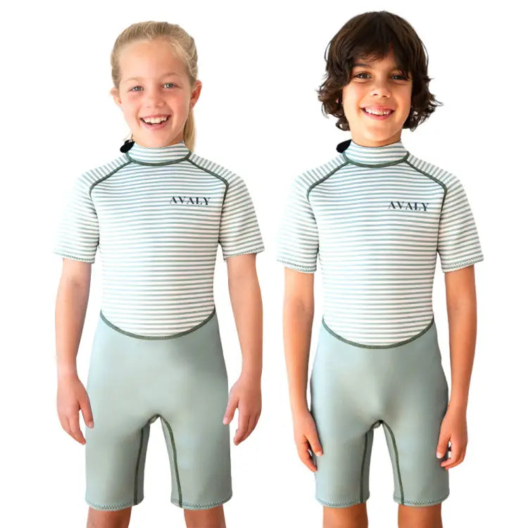 Wetsuits: Avaly Kids 2mm Shorty Wetsuit-BURLEIGH - Australian, AVALY, Fashion, Gear, HKWakefit | AVALY-24SAGE-M
