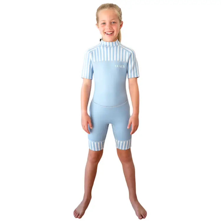 Wetsuits: Avaly Kids 2mm Shorty Wetsuit-COTTELSOE - AVALY / Skyblue / M / Australian, AVALY, Fashion, Gear, HKWakefit | AVALY-24SKYBLUE-M
