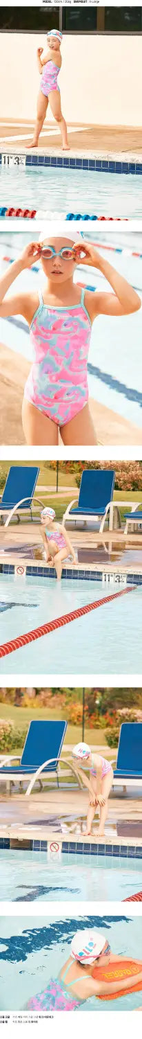 Barrel Kids Training PT VBack Strap Swimsuit-PINK OCEAN