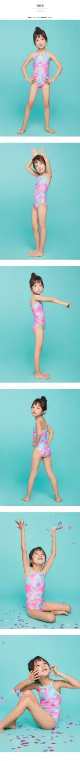 Barrel Kids Training PT VBack Strap Swimsuit-PINK OCEAN_image2