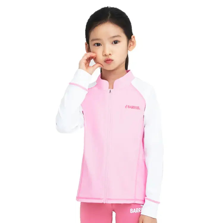 Barrel Kids Essential Zip Up Rash Guard-PINK - Rashguards | BARREL HK