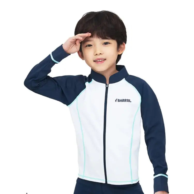 Barrel Kids Essential Zip Up Rash Guard-WHITE - Rashguards | BARREL HK