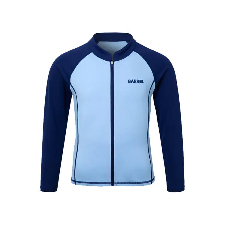 Rashguards: Barrel Kids Essential Zip Up RashGuard-BLUE - Barrel / Blue / 120 / 2025, BARREL, BARREL HK, Blue, BRIV25HKOP01