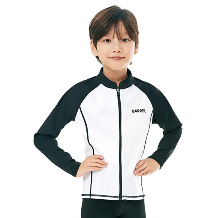 Rashguards: Barrel Kids Essential Zip Up RashGuard-WHITE - 2025, BARREL, BARREL HK, Blue, BRIV25HKOP01
