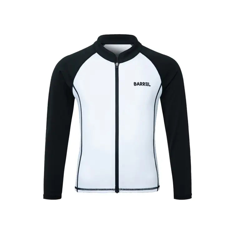 Rashguards: Barrel Kids Essential Zip Up RashGuard-WHITE - Barrel / Blue / 120 / 2025, BARREL, BARREL HK, Blue, BRIV25HKOP01