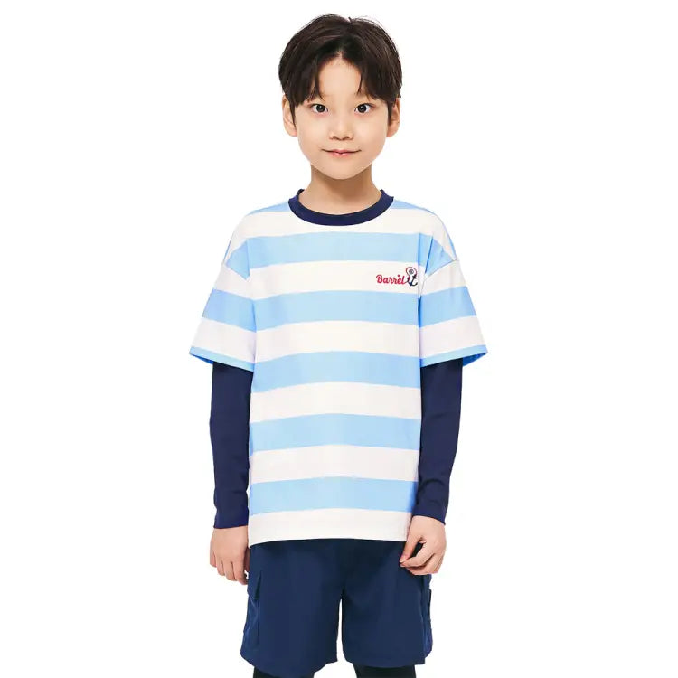 Rashguards: Barrel Kids Nautical S/S Layered Rashguard-SKY - 2025, BARREL, BARREL HK, BRIV25HKOP02, Clothing