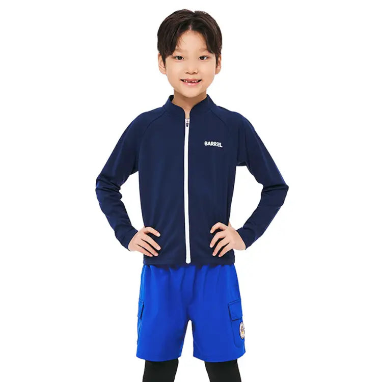 Rashguards: Barrel Kids Nautical ZipUp Rashguard-NAVY - 2025, BARREL, BARREL HK, BRIV25HKOP02, Clothing